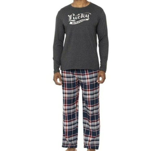 Lucky Brand Other - New Lucky Brand Men's 2-Pc Pajama Soft Jersey & Plaid Flannel Pant Set XL